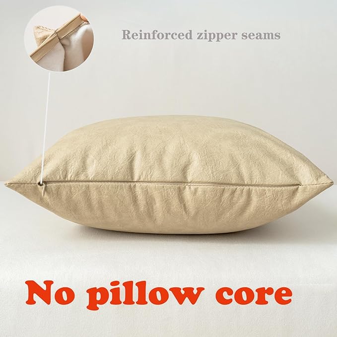 Pack of 4 Oversized Faux Leather Neutral Decorative Throw Pillow Covers 28x28 inch, Soft Modern Boho Luxury Waterproof Floor Cushion Cases, for Outdoor Lounge Sofa Couch Bed Home Deco