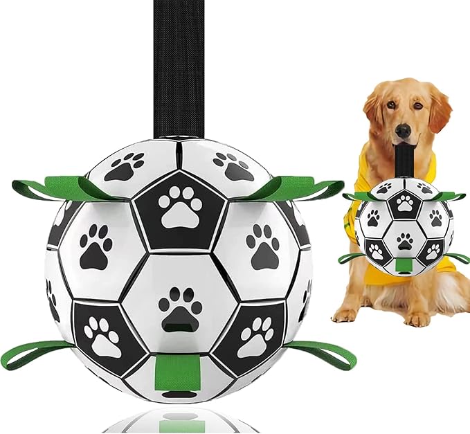 Dog Toys Soccer Ball, Interactive Dog Toys for Tug of War, Puppy Birthday Gifts, Tug Toy, Water Toy, World Cup Durable Balls for Medium & Large Dogs（8 INCH