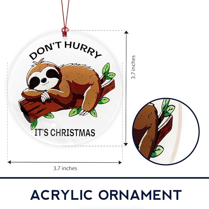 Sloth Ornament, Sloth Gifts for Women, Christmas Ornament 2025 Funny Lazy Animal Christmas Decoration, Cute Woodland Ornament for Tree, Unique Animal Lovers Gift, Relaxed Holiday Decor Idea