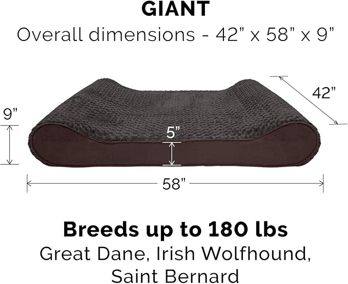 Furhaven Replacement Dog Bed Cover Ultra Plush Faux Fur & Suede Contour Luxe Lounger, Machine Washable - Chocolate, Giant (XXX-Large)