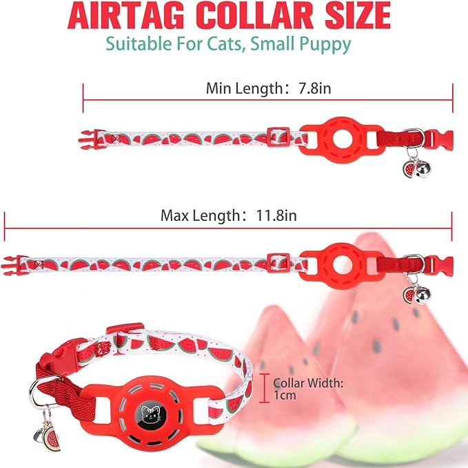 BINGPET AirTag Cat Collar with Bells, Upgraded Safety Elastic Cat Collar with Airtag Cat Collar Holder, Anti-Lost Cat Collars for Cats, Anti-Suffocation Kitty Puppy Collars