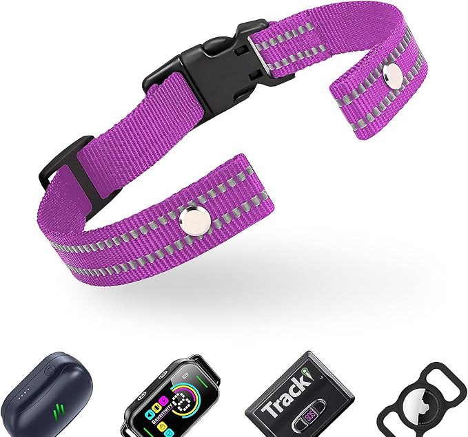 Collar Replacement Strap, Reflective Replacement Nylon Collar Strap Dog GPS Training Bark Receiver Collars, Durable Adjustable E Collar Straps for Small Medium Large Dogs, Purple