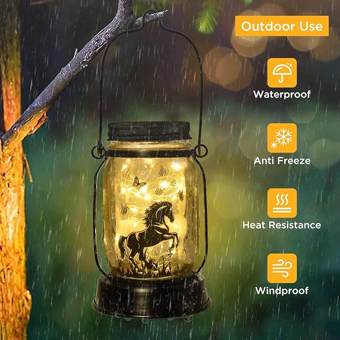 kyoryuger Horse Gifts for Women/Men Horse Lovers Solar Lantern Mom Birthday, Mothers Day, Christmas Valentine's Gifts, Solar Garden Decoration Outside for Yard, Patio,Backyard,Porch