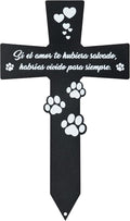 BUoonyer Spanish Cemetery Decorations for Grave - Spanish Pet Metal Memorial Grave Markers, Dog Cat Cross Garden Sympathy Plaque Stake, Remembrance Graveside Burial Decor Sign for Outdoor Outside Yard