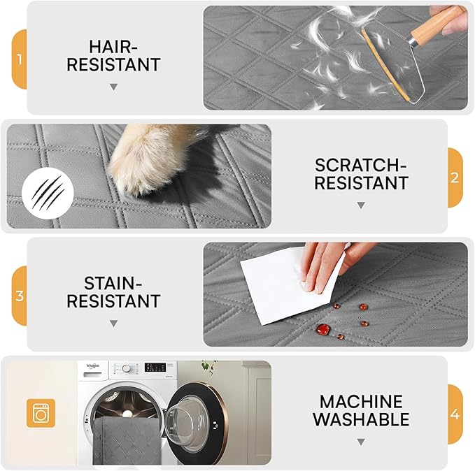 Luciphia 100% Waterproof Couch Cover Blanket for Dogs Anti-Slip Pet Couch Protector Sofa Mat Puppy Cat with Non-Slip Bottom, Light Grey, 30x70 Inch