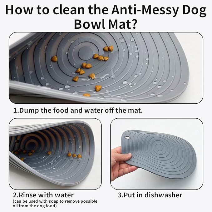 Fhiny 3PCS Silicone Pet Food Mat, 9.5" Round Waterproof Non-Slip Dog Cat Bowl Placemat Preventing Feed and Water Overflow Suitable for Medium Small Bowl Dish Plate for Small Animals Protect Floor