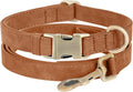 Genuine Leather Dog Collar - Adjustable Pet Collar with Quick Release Metal Buckle, Soft Skin Friendly Real Leather Collar for Small, Medium, Large Dogs (Khaki Collar + Rope, M：Fit 12-20" Neck)