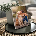 NAZENTI Custom Pet Memorial Photo Building Block gifts for Dog Lover, Personalized Dog & Girl Watercolor Photo Block for Dogmom, Pets Puzzle Gift for Birthday, Custom Home Decor for Family