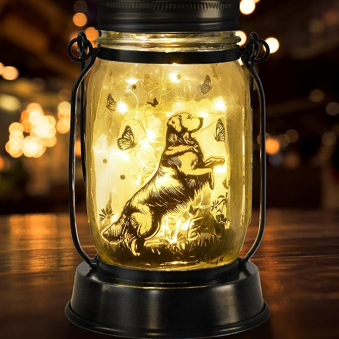 Great Pyrenees Gifts for Women/Men Great Pyrenees Dog Solar Lanterns Mom Birthday Dog Lovers Lantern Pet loss Pet Memorial Lights Solar Garden Decoration for Yard, Patio,Backyard,Porch Torches Light
