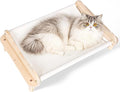 Elevated Wooden Cat Bed – 24"x15.7"x5.9" Breathable Hammock Pet Bed for Indoor/Outdoor Use, Raised Dog Lounger for Small Pets Like Kittens, Puppies, Rabbits, and Bunnies(White-1)