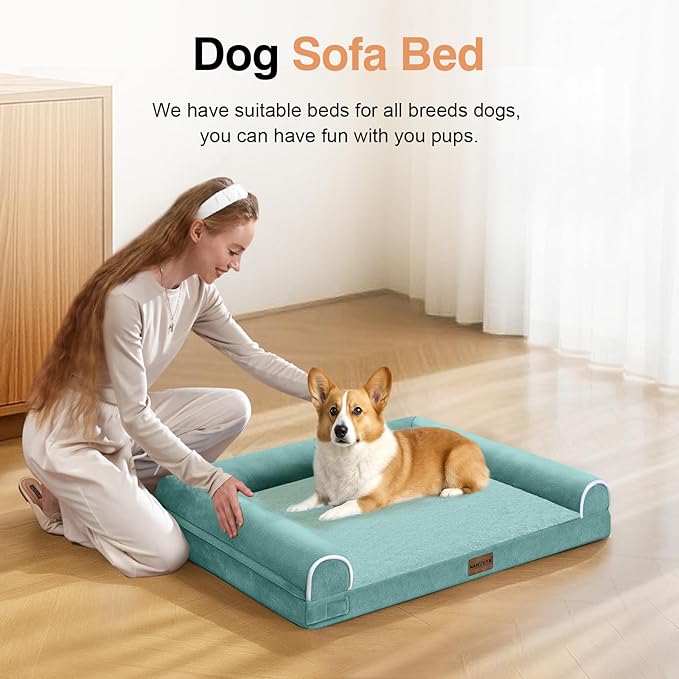 Small Dog Bed Orthopedic Washable: Beds Bolster Small Sized Dogs Bed Egg Crate Foam Couch Sofa Waterproof with Removable Cover - Aqua Blue