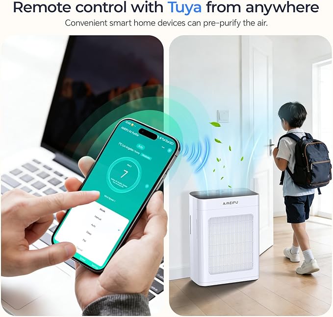 Air Purifiers for Home Large Room 3500 Ft2 with Washable Pre-filter, 3-Stage HEPA Double-Sided Air Purifier, Smart WiFi APP Control, Sleep Mode, PM2.5 Display Air Cleaner for Pets Hair, Dust, Smoke