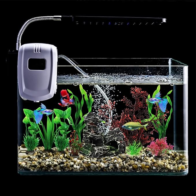 Fish Tank Decorations Plants with Resin Cave Rock View, 9pcs Aquarium Decorations Plants Plastic,Fish Tank Accessories, Fish Cave and Hideout Ornaments, Aquarium Decor