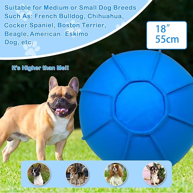 Herding Ball for Dogs, Dual Layered Herding Dog Ball Set for Australian Shepherd, Cattle, Collie, for Dog, Agility Equipment- Free Training Book (Blue, 18 inch)