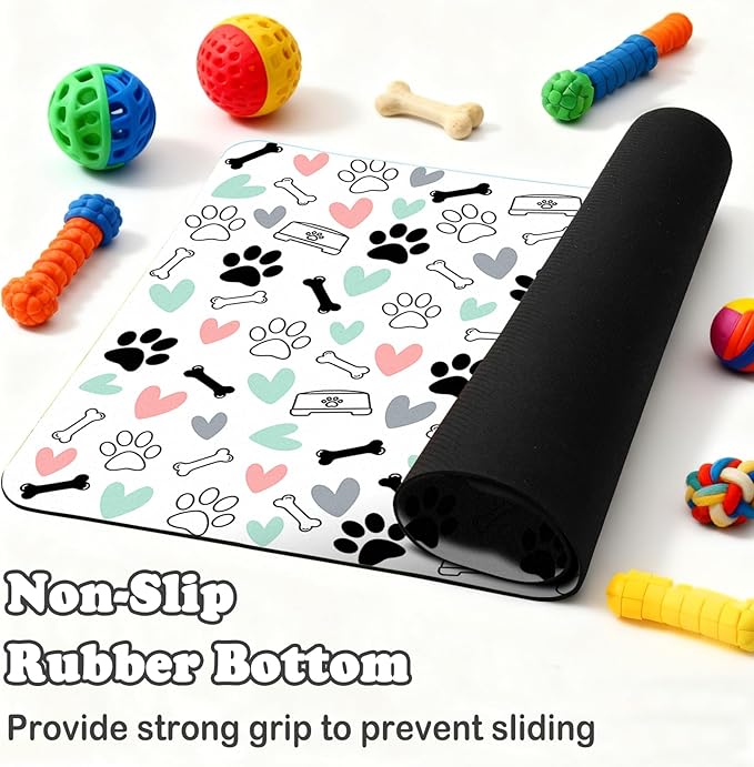 Dog Food Mat for Pet Cat Food Mat, Paws Absorbent Quick Dry Dog Bowl Mats for Food and Water, Non-Slip Cat Pet Feeding Mats for Floor Placemats 12"x20"