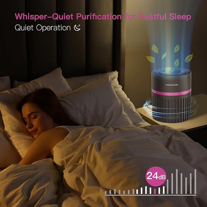 MEGAWISE H13 HEPA Air Purifier for Home, Bedroom & Office | 3-Stage Filtration for Smoke, Dust, Pet Dander | Quiet & Ozone-Free