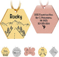 PawFurEver Custom Engraved Pet ID Tag – Personalized Dog Name Tag for Dogs and Cats, Stainless Steel Collar Accessory with Cute Designs for pet Name Tags (Hexagon, Gold)