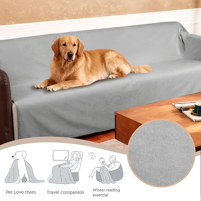 Ameritex Pet Bed Blanket Reversible 100% Waterproof Velvet Super Soft for Sofa and Bed