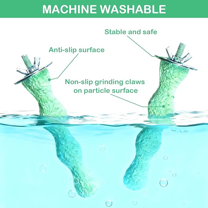 2PCS Bird Beak Grinding Stone, Anti-Slip Parrot Nail Trimming Stick, Parrot Resin Beak Grinder, Washable Claw Trimmer Care Stand for Budgie, Conures, Parakeets Cage Accessories