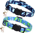 Elegant little tail 2 Pack Cat Collar-Shark Print Cotton Breakaway Cat Collars with Bell Pendant Kitten for Boy Safety Adjustable Collar for Small Cats Puppy