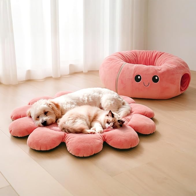 Cat Tunnel Bed with 20 Cat Toys, Collapsible Play Tunnel for Indoor Cats, Kitten Toys for Indoor Kittens, Octopus Shaped