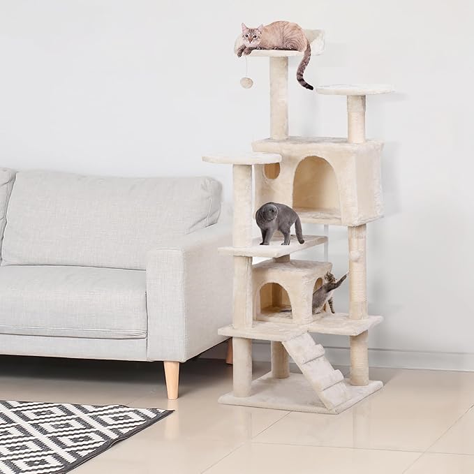 Nova Microdermabrasion 54 in Cat Tree Tower for Indoor Cats Multi-Level Cat Condo Cat Bed Furniture with Scratching Post Kittens Activity Center