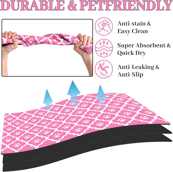 Dog Food Mat 12X20 Inch Pet Feeding Absorbent Mats for Floor Cat Water Bowl Placemats Non-Slip Washable Dog Mat for Food and Water