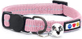 Pawtitas Recycled Pink Reflective Cat Collar – Eco-Friendly Breakaway Safety Buckle, Adjustable Kitten & Adult Collar with Removable Bell and High-Visibility Strap
