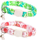 Cat Collar-2 Pack Cute Cat Collars Peach & Lemon Print Breakaway with Kitten and Bell Pendant Safety Buckle Pet Collar Soft Cotton Collar for Cats and Small Pets Gift