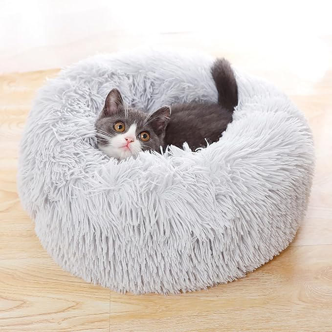 Cat Beds for Indoor Cats,15.7 Inch Dog Bed for Small Melium Large Dogs, Washable-Round Pet Bed for Puppy and Kitten with Slip-Resistant Bottom
