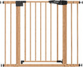Mom's Choice Award Winner-BABELIO 26-40" Metal Baby Gate with Wood Pattern, PressGuard C5 Easy Install Pressure Mounted Dog Gate for Stairs and Doorways, with Wall Protectors and Extension Kits