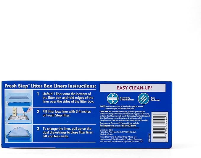 Fresh Step Drawstring Cat Litter Box Liners, Fresh Scent - Kitty Litter Bags for Rectangle or Oval Large Litterboxes, Size Large, 30" x 17" - 7 Count (Pack of 2)