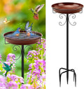 Daoeny Heavy Duty Bird Baths for Outdoors, 35In Outdoor Freestanding Birdbaths & Birdfeeder, Bird Bath Feeder Bowl with Metal Stake Garden Patio Yard Lawn Decor, Upgraded 5-Pronged Base (Brown)