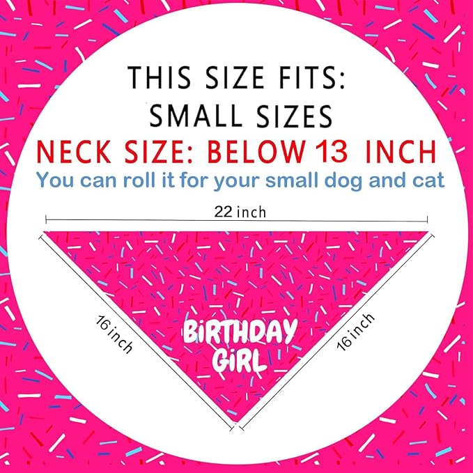 Birthday Dog Bandanas 1 Pack, Colorful It's My Birthday Dog Scarfs for Boy and Girl, Pet Scarves for Birthday Boy and Girl Bandanas for Small Medium Large Dogs (Birthday Girl, Small)