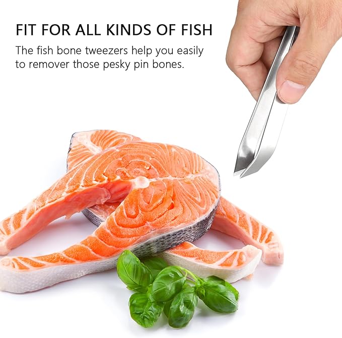2 Pcs Fish Tweezer 2 Pcs Fish Scale Remover, Fishbone Tweezers Descaler Cleaner Scraper Tool Stainless Stee Pliers