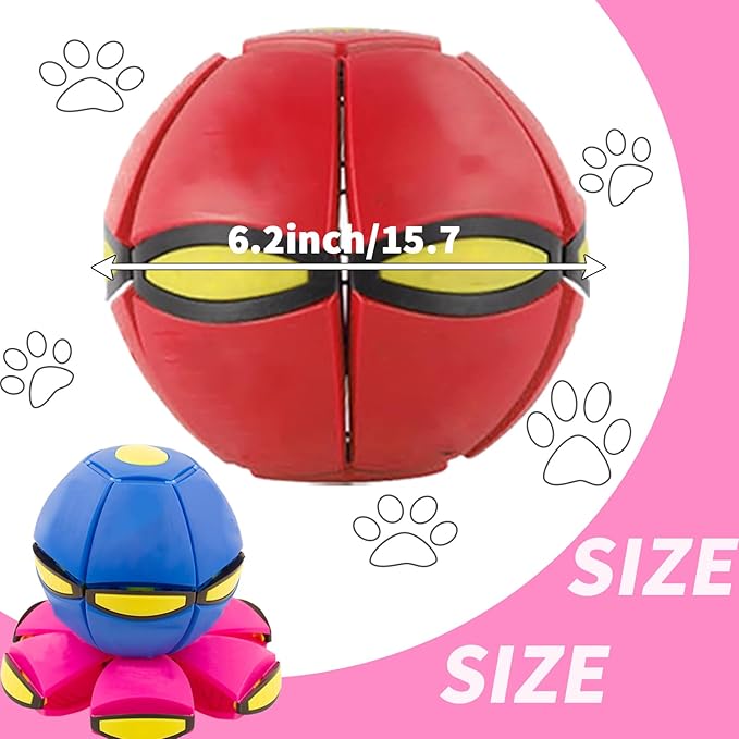 Dog Flying Disc Toy, Flying Saucer Ball for Dogs, Outdoor Games Red+Pink 2PCS