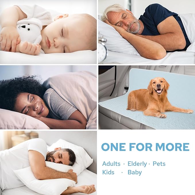 2 Packs Reusable Incontinence Bed Pad, 52" x 34" Washable Pee Pads, Waterproof Bed Pad & Pet Pad, Perfect for Kids, Adults, The Elderly and Pets