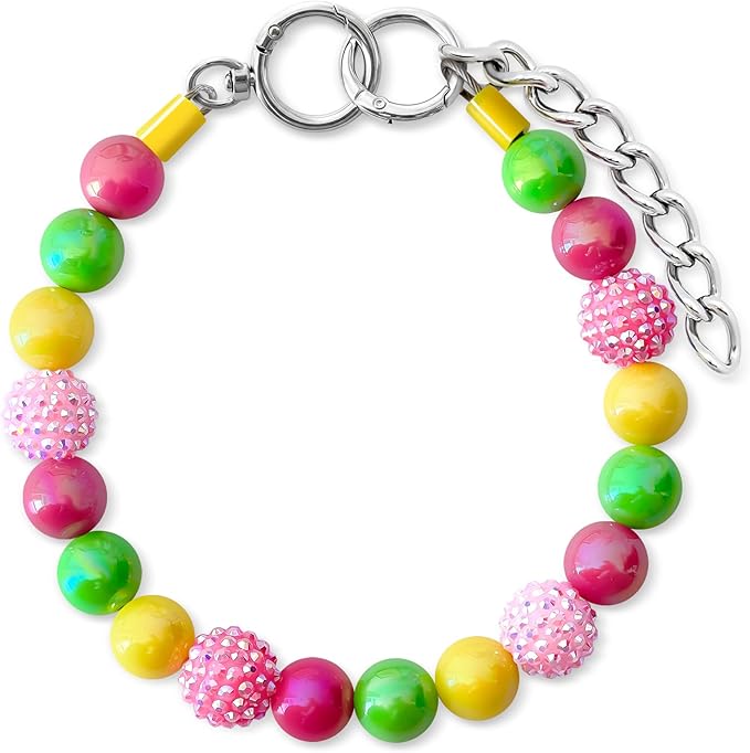 Beaded Dog Necklace Collar, Adjustable Jewelry-Inspired Design with Sparkle Beads (Vivid Tropics, Large)