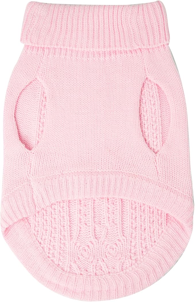 Cat Sweater, Acrylic Turtleneck Sleeveless, Light Pink, Small (Winter, Warm, Comfortable, Unisex, 14 Colors, 4 Sizes, Hand Wash)