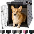 GORILLA GRIP Dog Crate Covers compatible with Amazon Basics Dog Crates, All Sides Open, Privacy Cover Fits 30" Wire Kennel, Breathable Mesh Windows, Light Reducing Puppy Training Cage Topper, Gray Paw