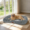 Orthopedic Dog Bed for Extra Large Dogs, Comfort-Sided Calming Pet Bed Couch with Breathable Memory Foam, Plush Faux Rabbit Fur & Anti-Slip Bottom, Machine Washable, 43"x31"x5.5", Grey
