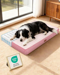 OhGeni Orthopedic Waterproof Dog Bed for Medium Large Dogs, Machine-Washable Removable Cover in Easy-Clean Fabric, High Density Foam & Easy-Carry Handle, Suitable for Crate, 35 inch (Pink)