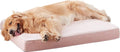 Memory Foam Orthopedic Large Dog Bed, Washable Dog Bed for Crate with Cooling Gel Mattress, Waterproof Liner and Plush Removable Cover for Extra Large Dogs (Pink)