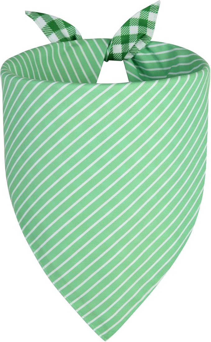 Dog Bandana Green Small 1PCS, Summer Spring Scarf for Boy and Girl, Durable Triangle Reversible Bibs Handkerchief for Puppy Pet