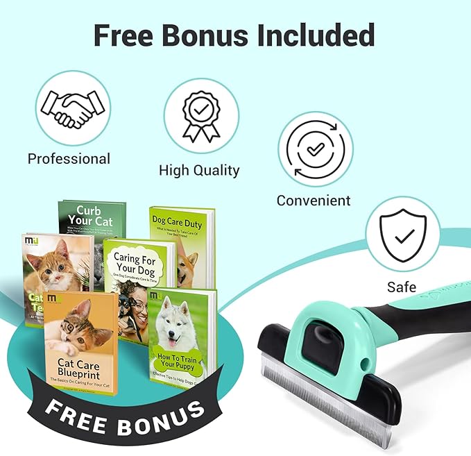 MIU COLOR Pet Grooming Brush, Deshedding Tool for Dogs & Cats, Effectively Reduces Shedding by up to 95% for Short Medium and Long Pet Hair，Spring Green