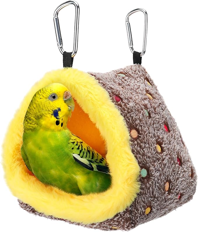 Small Winter Warm Bird Nest for Cage - Comfortable Bird Bed with Support Board, Hanging Hammock Shed Hideaway Hut Gift for Macaws African Grey Amazon Parrots