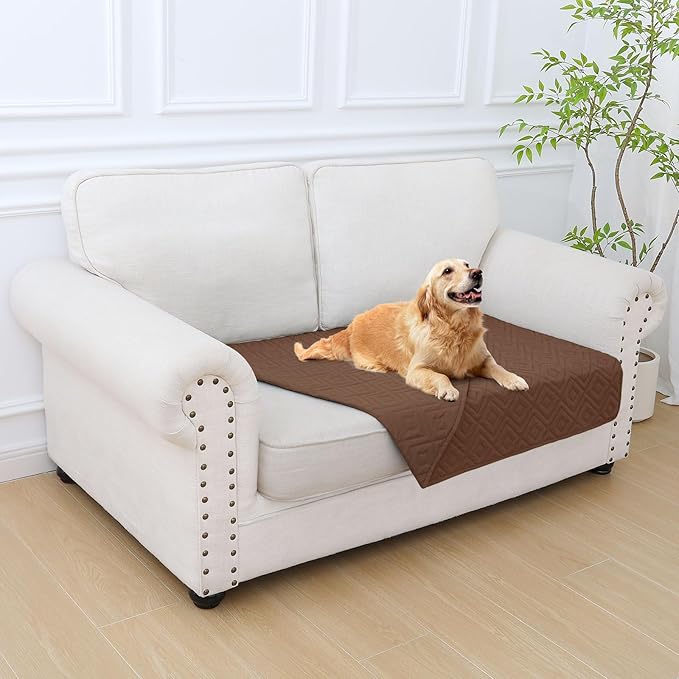 hyha Waterproof Dog Blanket, Soft Dog Bed Cover Pet Blankets, Waterproof Sofa Couch Cover for Dogs Washable, Reversible Pet Couch Covers for Sofa Furniture (30x53 Inch, Brown/Brown)