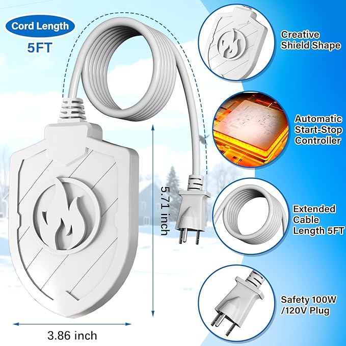 100W Bird Bath Heater, Birdbath Heaters for Outdoor Bird Bath Water Heater in Winter Submersible Thermostat Control, Heated Bird Bath Deicer for Outside Bird Chicken Poultry Livestock (White)