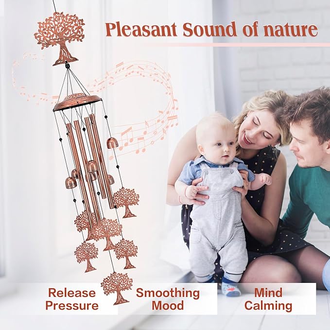Tree of Life Wind Chimes for Outside,Tree of Life Gifts for Women/Men/Sympathy Gift/Memorial Gifts/Birthday Festival Metal windchimes Outdoors/Indoors,Patio,Garden Decor,Home,Yard
