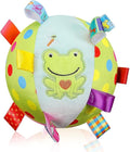 Dog Squeaky Plush Toy with Straps, 6-Inch Soft Stuffed Ball with Cotton Material and Bell Built-in, Pet Interactive Fetch Toy for Small to Large Dog